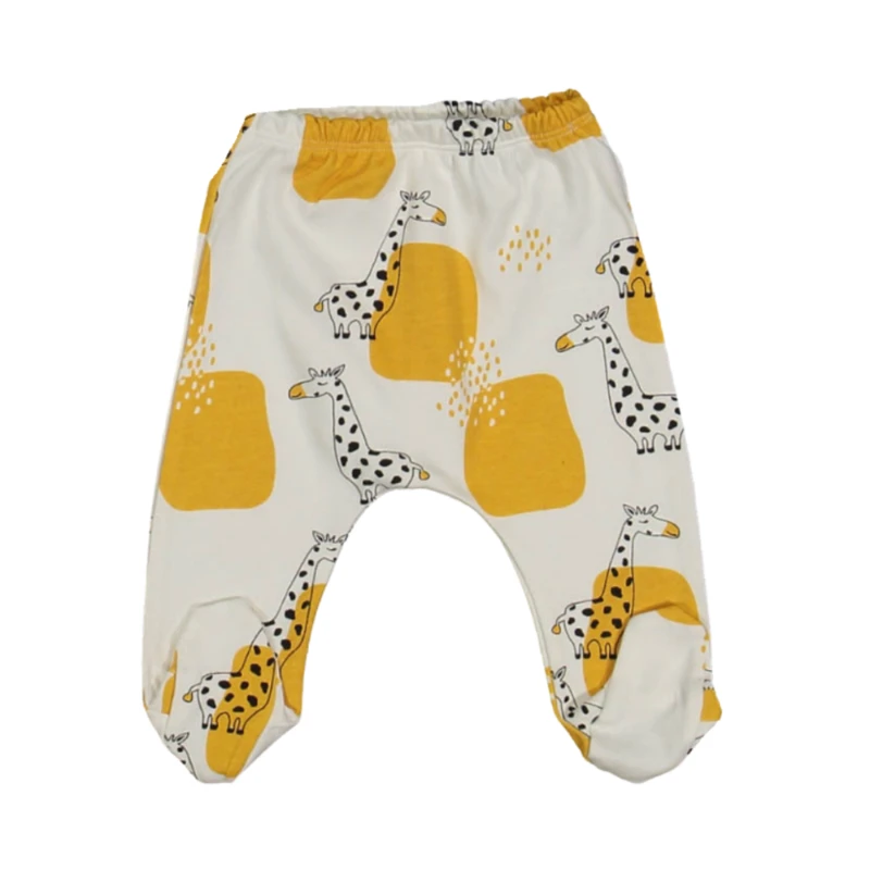 Zürafa Figürlü Beyaz Desenli %100 Pamuk Patikli Bebek Alt