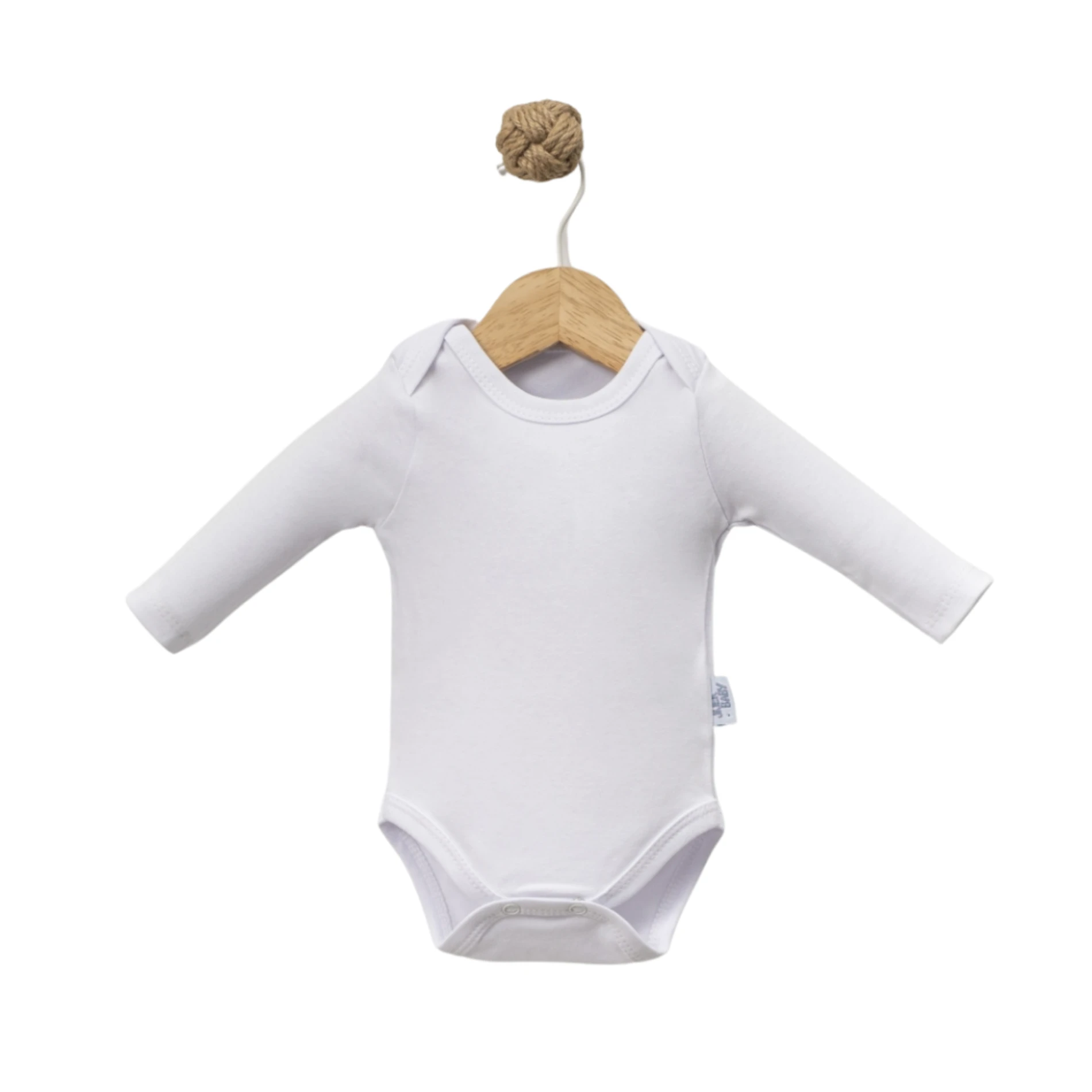Düz Beyaz %100 Pamuk Uzun Kollu Unisex Bebek Body (Zıbın)