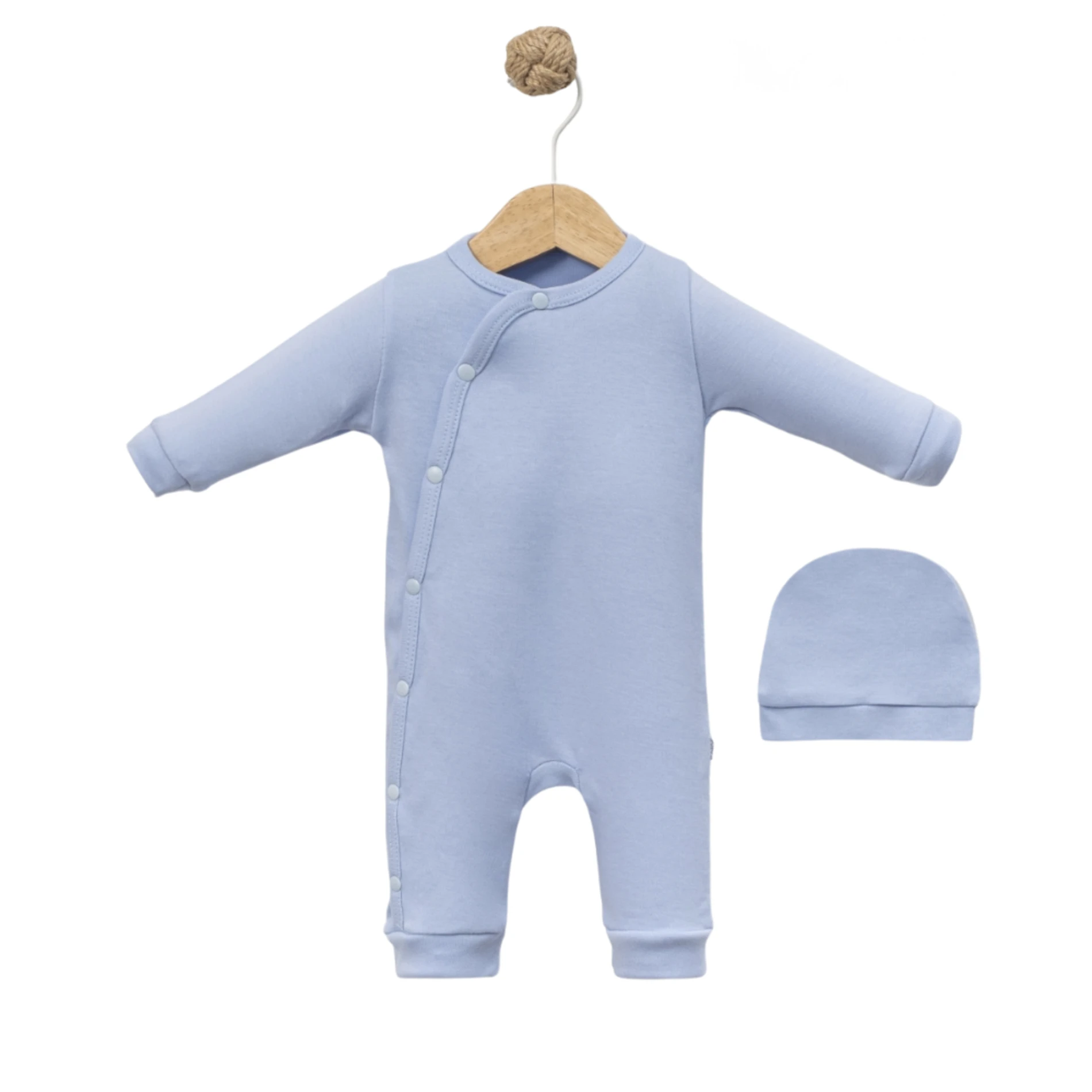 Yandan Çıtçıtlı %100 Pamuk İnterlok Uzun Kollu Unisex Bebek Tulum (Kolay Giyilen)