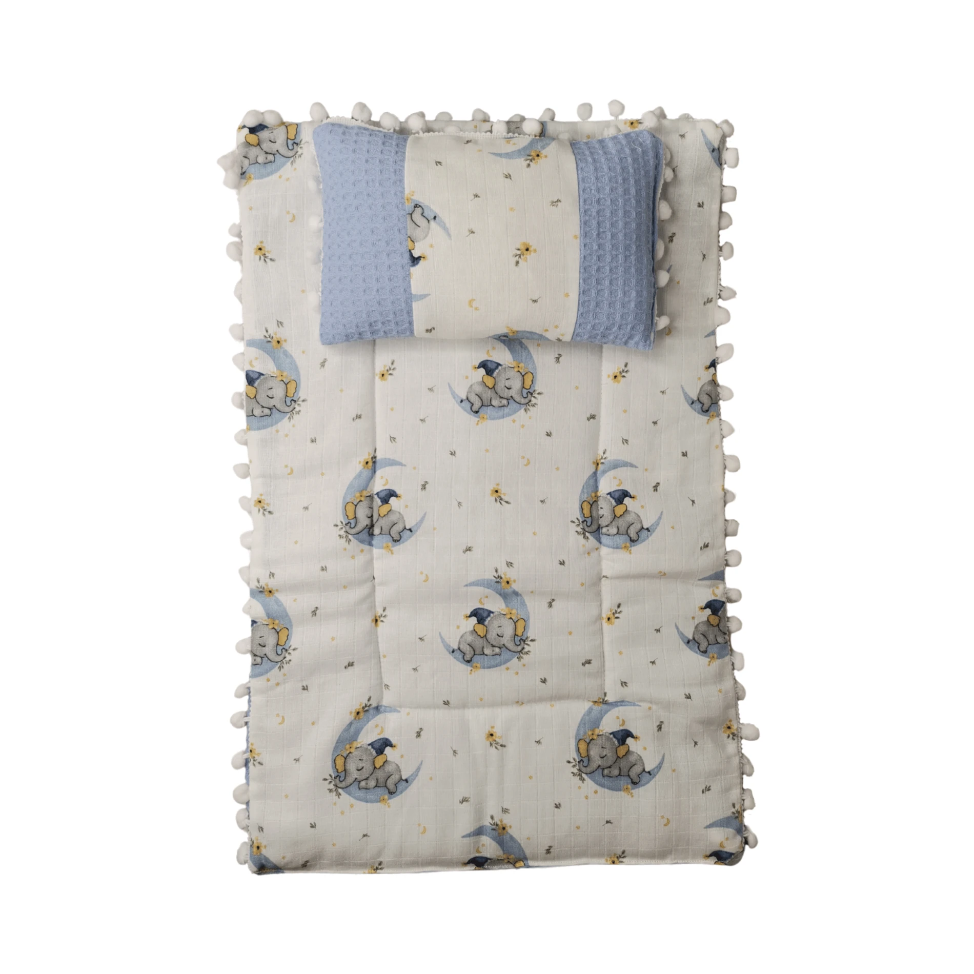 Fil Desenli %100 Pamuk Müslin Bebek Alt Açma Minderi (Unisex)