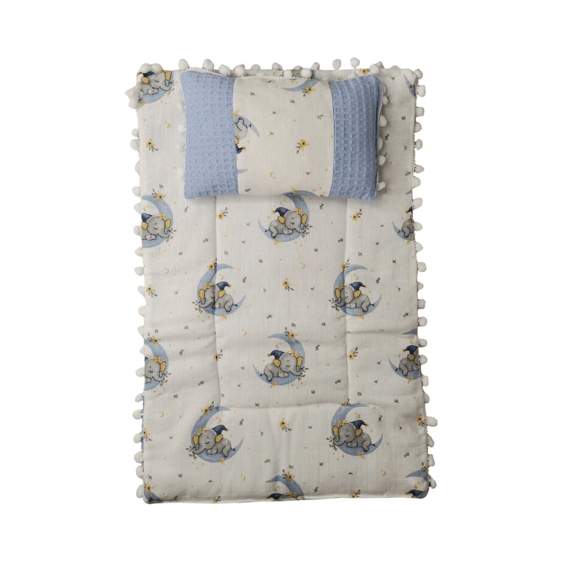 Fil Desenli %100 Pamuk Müslin Bebek Alt Açma Minderi (Unisex)