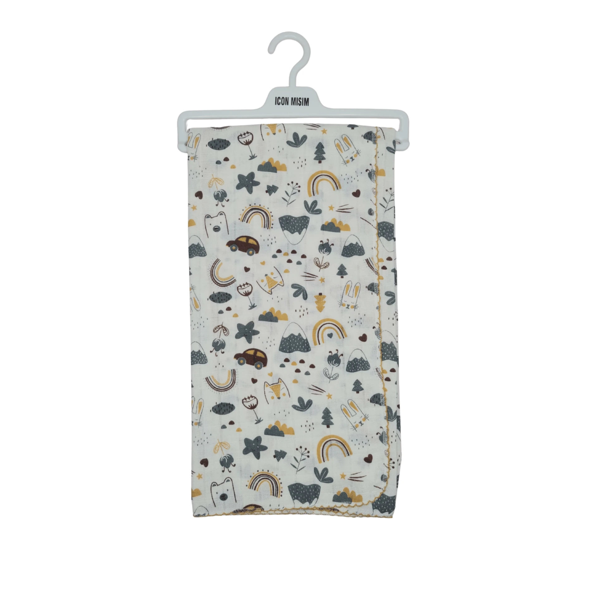 Karma Desenli Bej Tonlu %100 Pamuk Müslin Bebek Battaniyesi 80x90