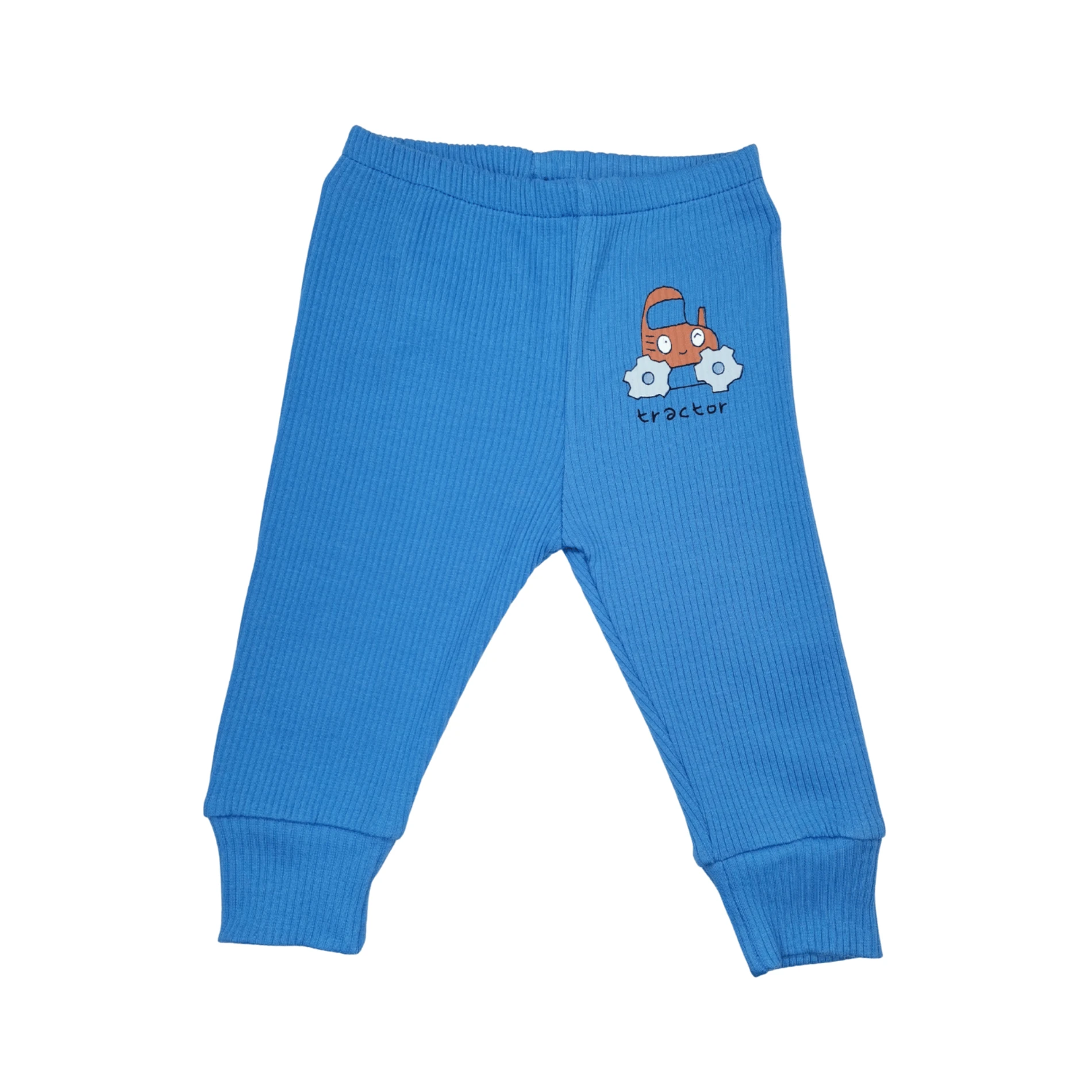 Ekskavatör Figürlü Mavi %95 Pamuk %5 Likra Tek Alt Bebek Pantolonu