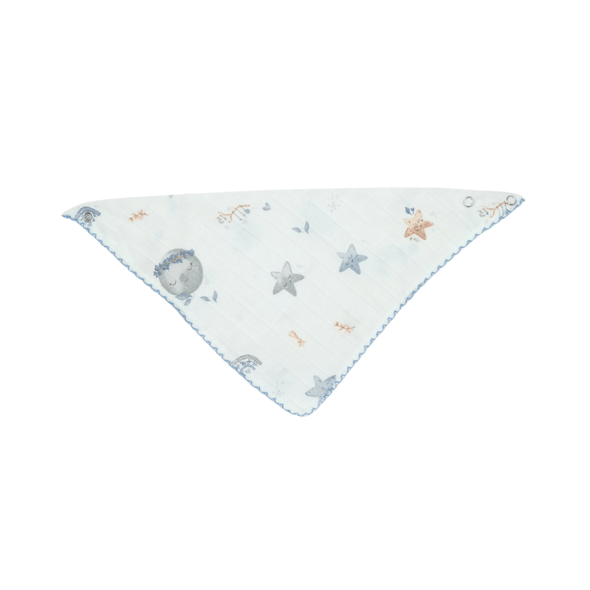 Unisex Müslin Fular Önlük – Yıldız ve Ay Desenli