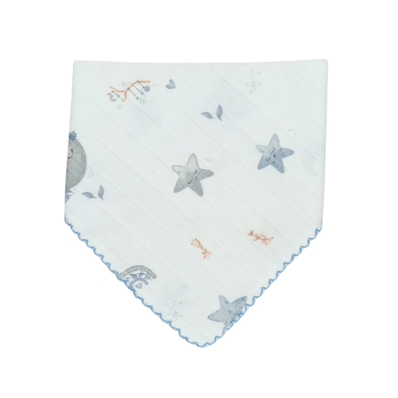Unisex Müslin Fular Önlük – Yıldız ve Ay Desenli