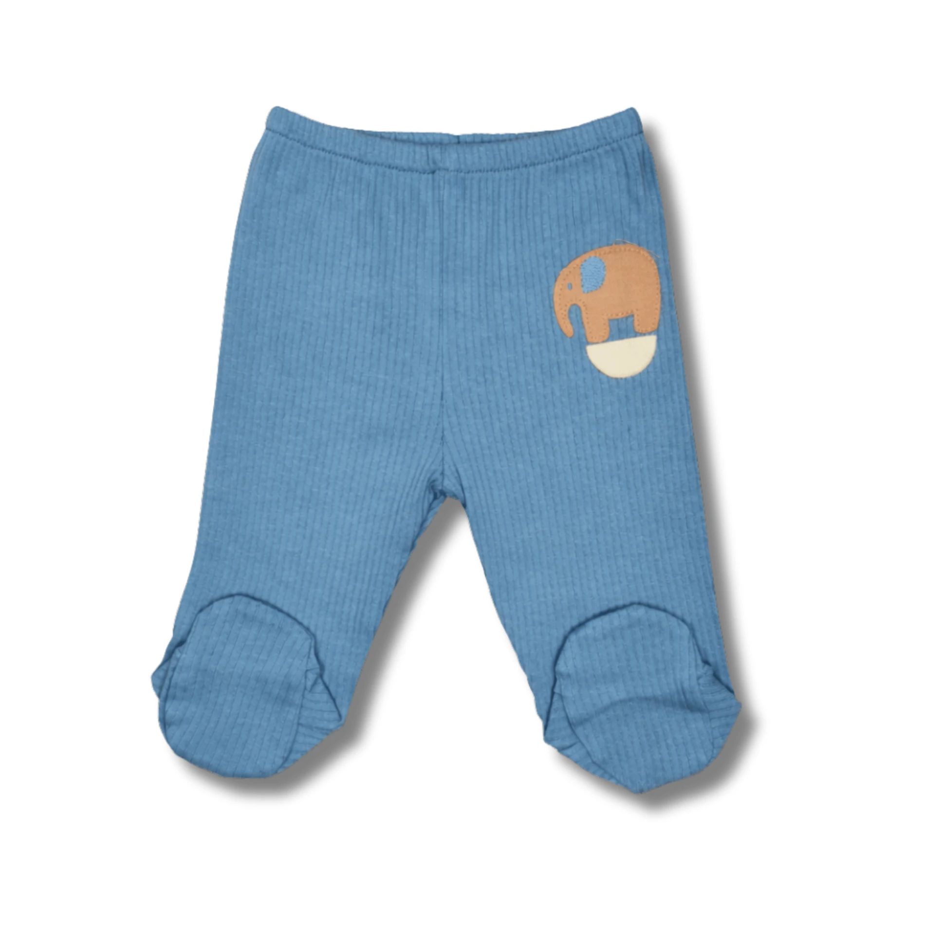 Erkek Bebek %95 Pamuk %5 Likra Fil Aplikeli Patikli Alt (Mavi)
