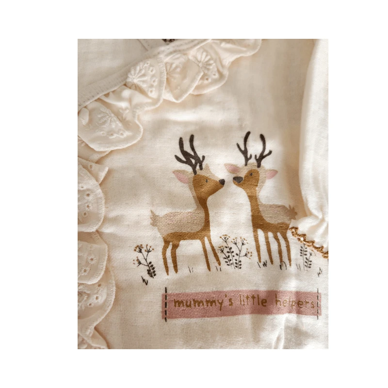 Geyik Desenli %100 Pamuk Kız Bebek Hastane Çıkışı 5’li Set