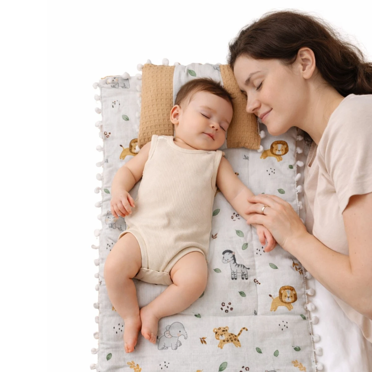 Hayvan Desenli %100 Pamuk Müslin Bebek Alt Açma Minderi (Unisex)