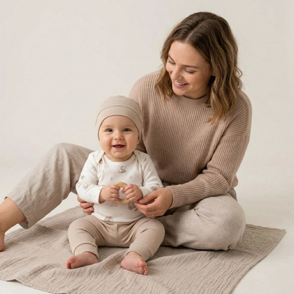 Panda Baskılı %100 Pamuk İnterlok Unisex Yenidoğan 3’lü Bebek Takım