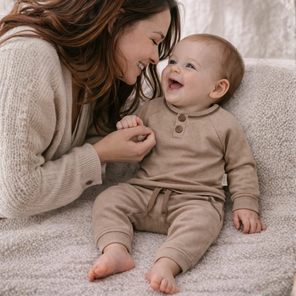 Düğme Detaylı %100 Pamuk İnterlok Unisex Bebek 2’li Takım