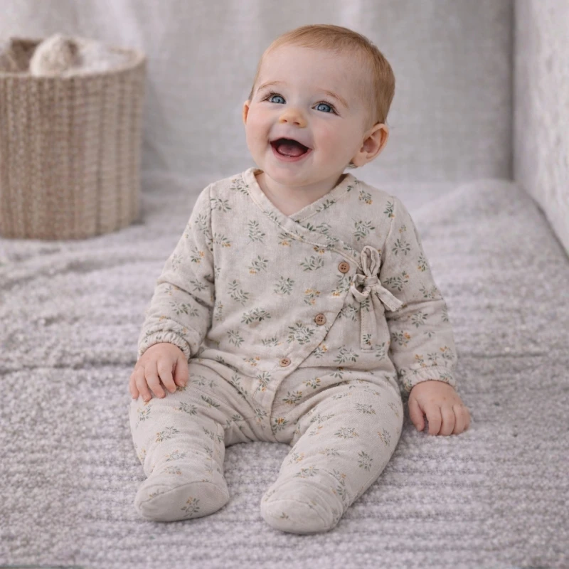 Gold Flow %100 Pamuk Yandan Bağlamalı Kız Bebek Tulum