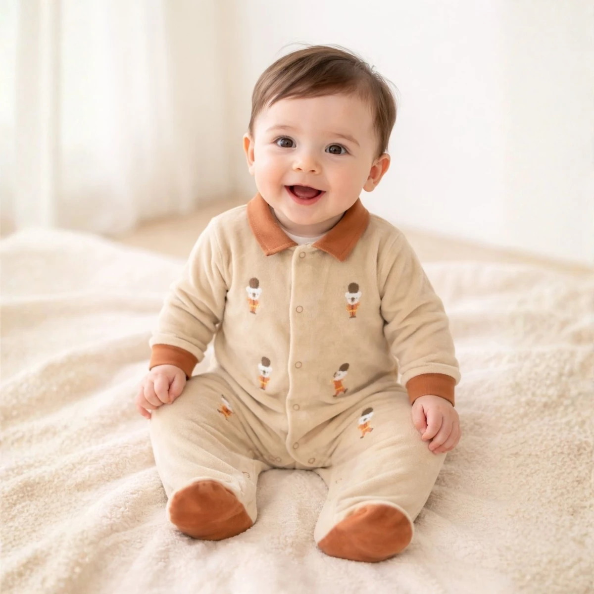 Erkek Bebek Toronto Asker Ayı Figürlü Tulum