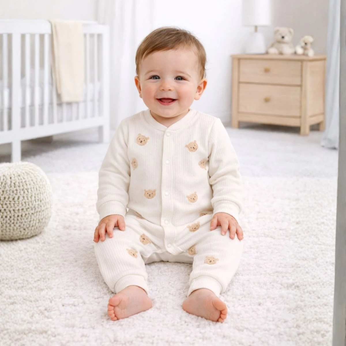 Minik Ayı Nakışlı Unisex Bebek Tulum