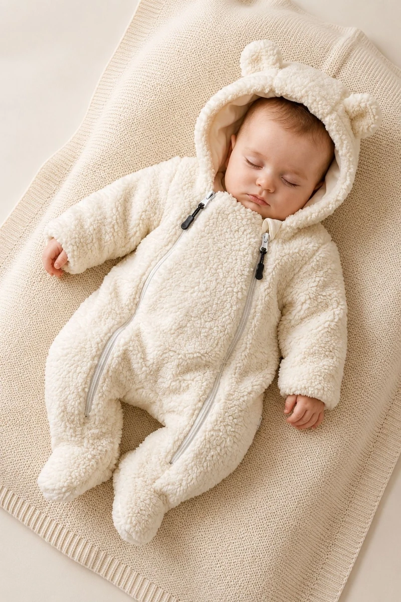 Welfsoft Peluş Bebek Tulumu– Beyaz - BEYAZ