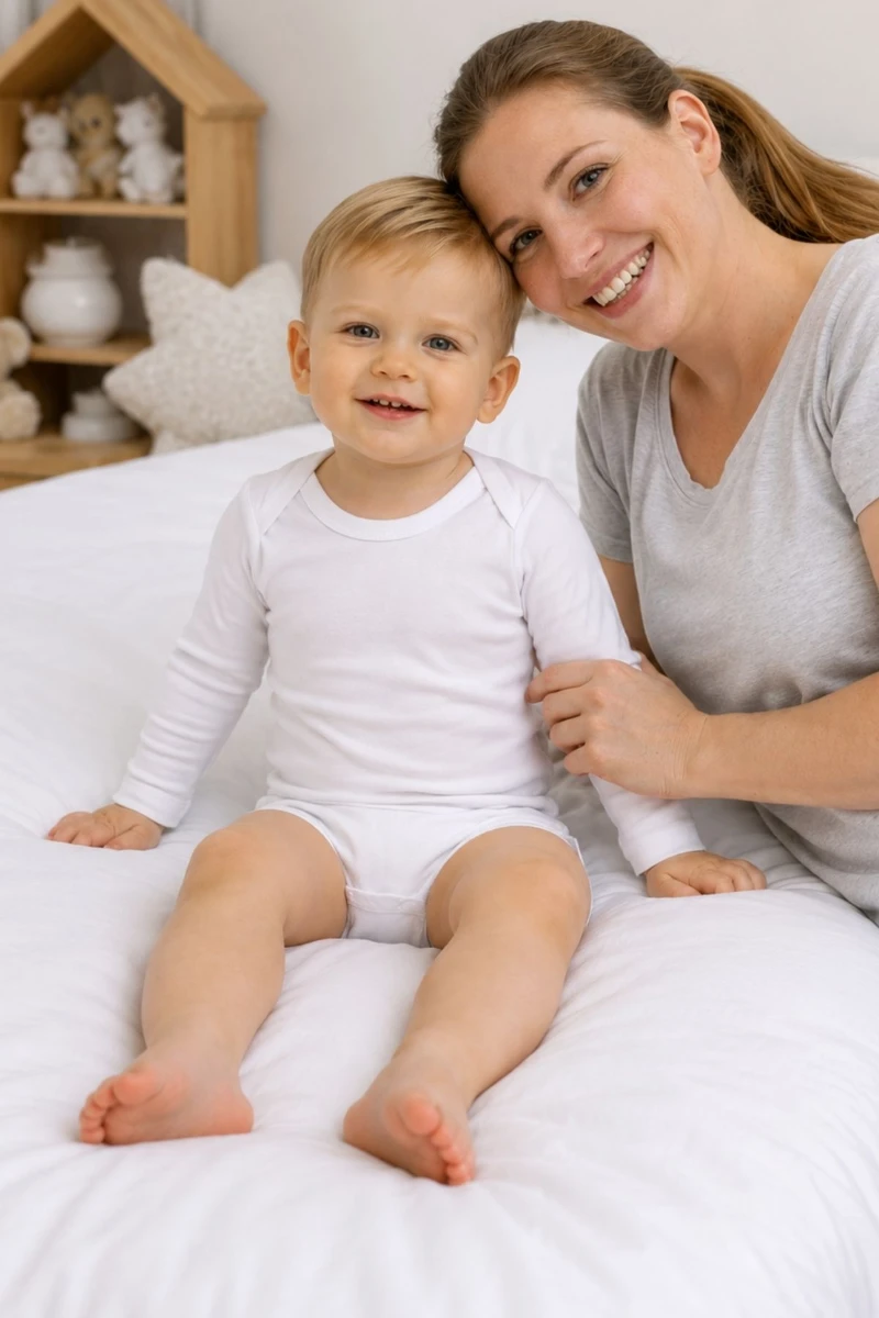 Pamuklu Uzun Kollu Unisex Bebek Body - Beyaz - BEYAZ