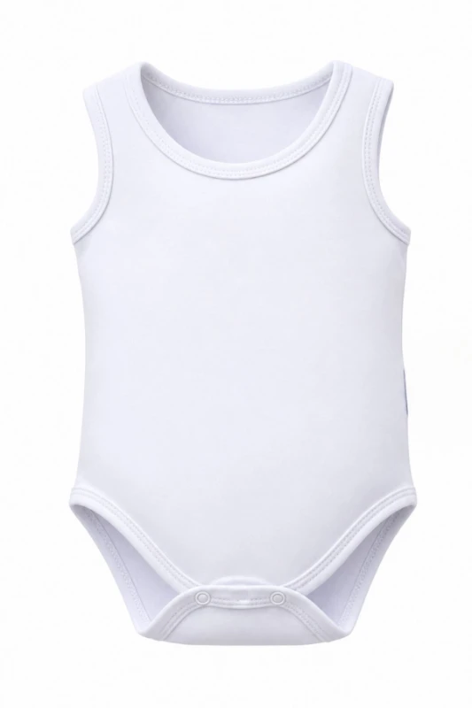 Pamuklu Kalın Askılı Kolsuz Unisex Bebek Body - Beyaz - BEYAZ