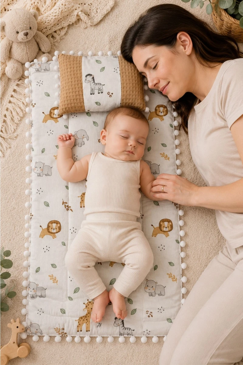 Hayvan Desenli %100 Pamuk Müslin Bebek Alt Açma Minderi Unisex