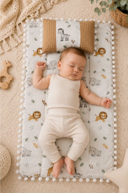 Hayvan Desenli %100 Pamuk Müslin Bebek Alt Açma Minderi Unisex